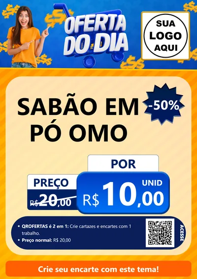 Modelo de Cartaz para Cartaz A4 Vertical com o tema Oferta do Dia para Produtos de Limpeza