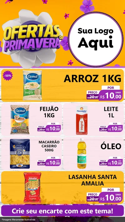 Modelo de TV para TV Vertical com o tema Ofertas Da Primavera para Supermercado