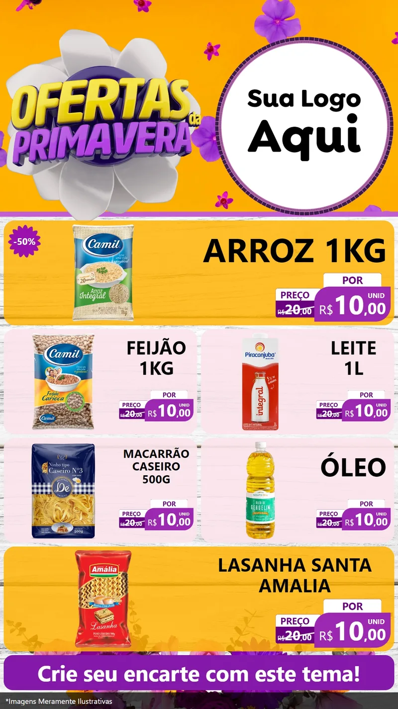 Modelo de TV para TV Vertical com o tema Ofertas Da Primavera para Supermercado