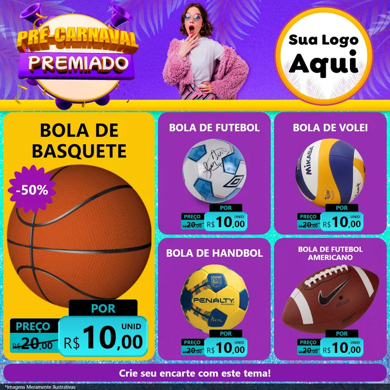 Modelo de Rede Social para Feed Facebook com o tema Pré-Carnaval Premiado para Artigos Esportivos