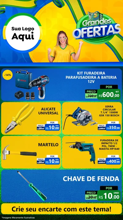 Modelo de TV para TV Vertical com o tema Grandes Ofertas para Maquinas e Ferramentas