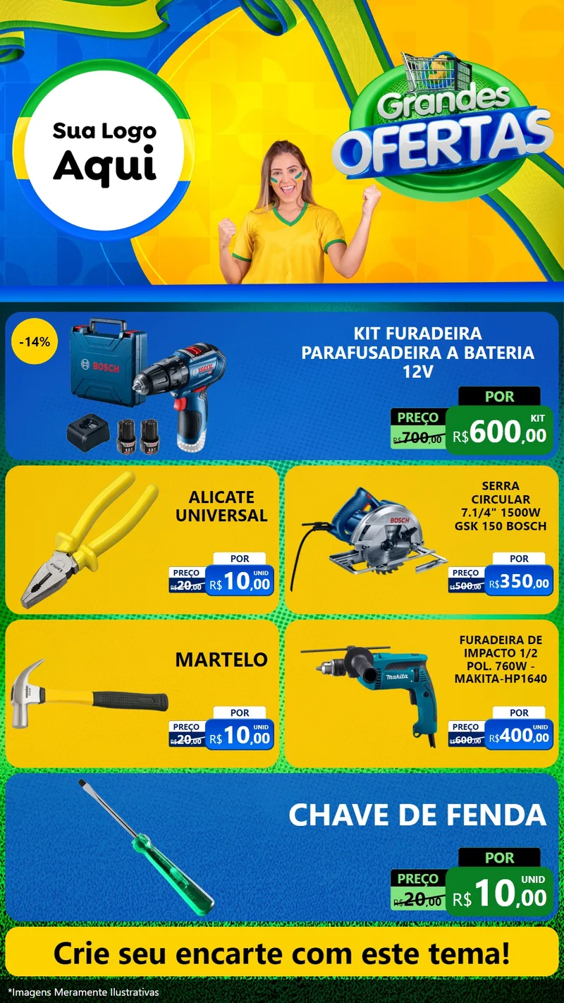 Modelo de TV para TV Vertical com o tema Grandes Ofertas para Maquinas e Ferramentas