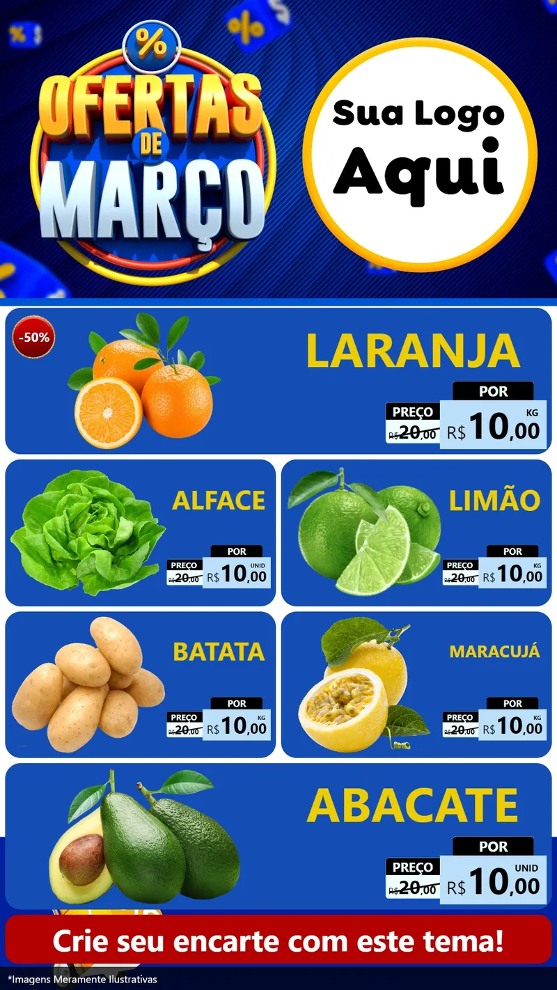 Modelo de TV para TV Vertical com o tema Ofertas de Março para Hortifrúti