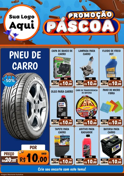 Modelo de Encarte para Encarte A4 Vertical com o tema Promoção Páscoa para Auto peças