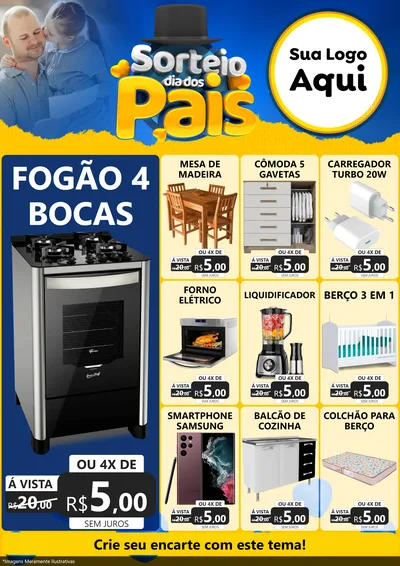 Modelo de Encarte para Encarte A4 Vertical com o tema Sorteio Dia Dos Pais para Móveis e Eletro