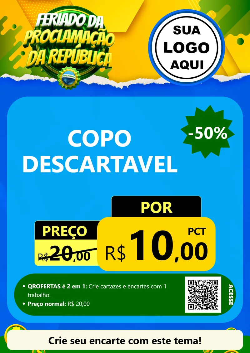 Modelo de Cartaz para Cartaz A4 Vertical com o tema Feriado da Proclamação da República para Embalagens