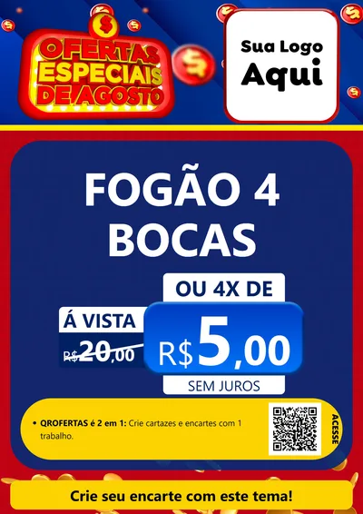 Modelo de Cartaz para Cartaz A4 Vertical com o tema Ofertas Especiais de Agosto para Móveis e Eletro