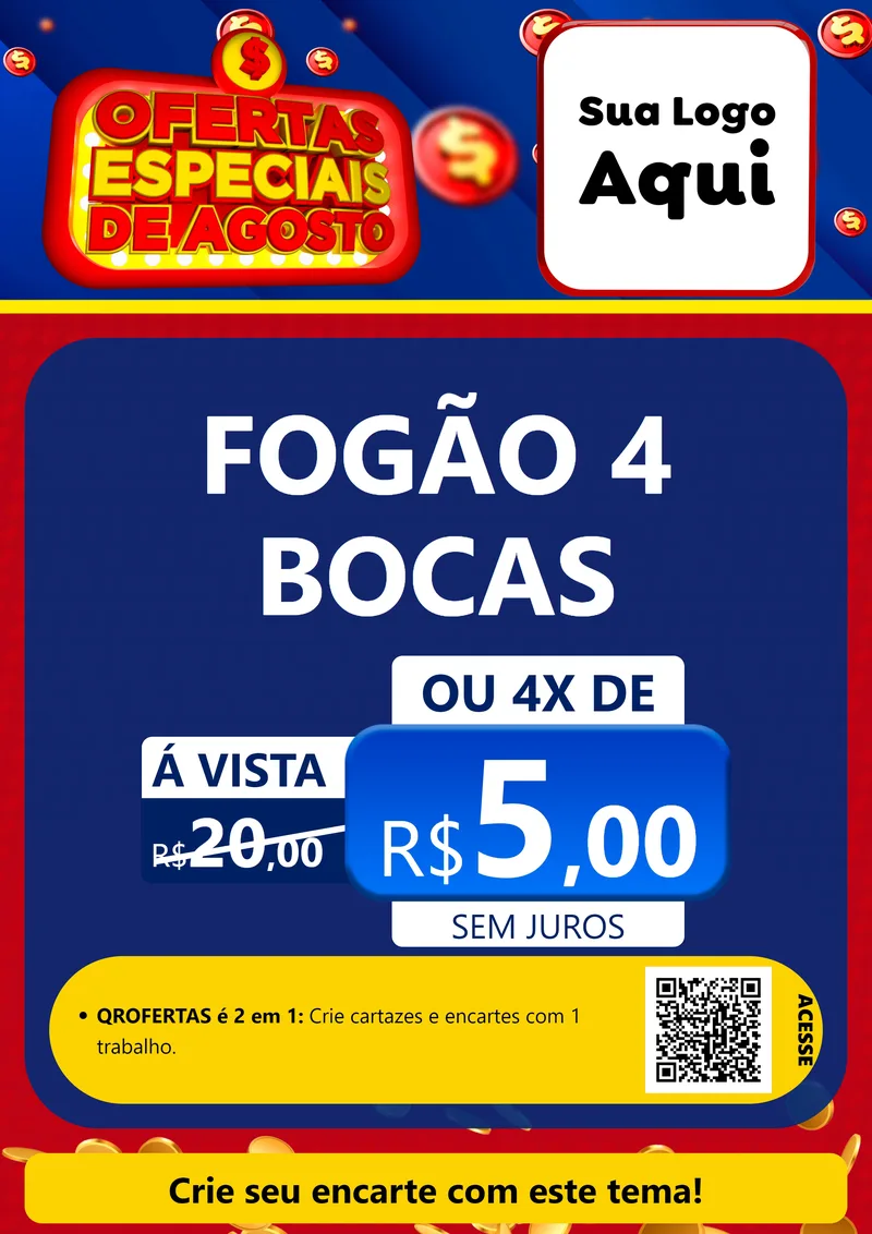 Modelo de Cartaz para Cartaz A4 Vertical com o tema Ofertas Especiais de Agosto para Móveis e Eletro