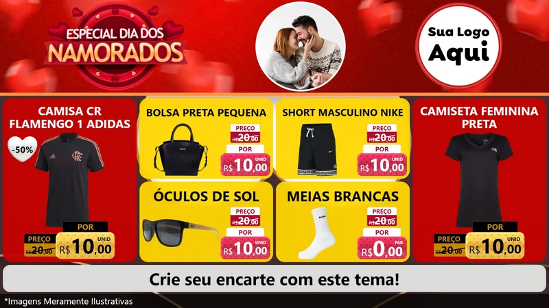 Modelo de TV para TV Horizontal com o tema Especial Dia Dos Namorados para Roupas e acessórios