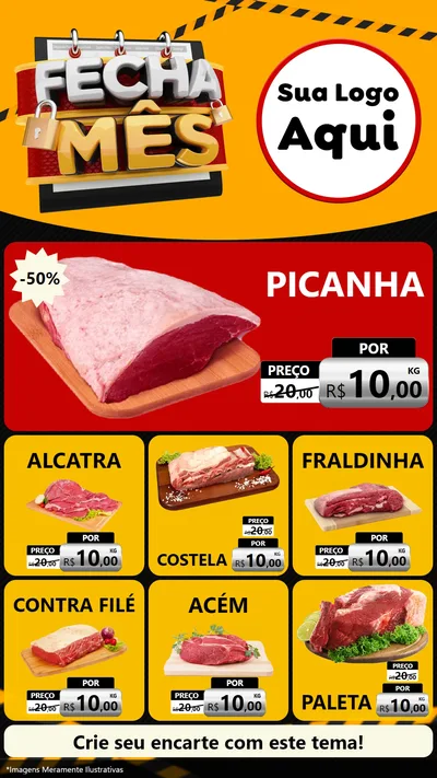 Modelo de Rede Social para Stories com o tema Fecha Mês para Açougue