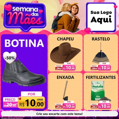 Modelo de Rede Social para Feed Facebook com o tema Semana das Mães para Agropecuária
