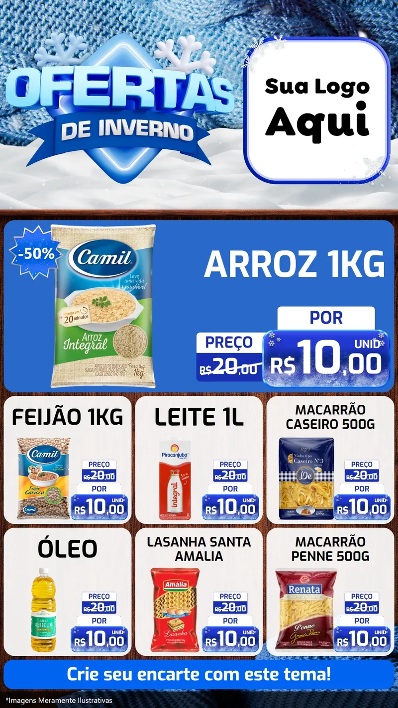 Modelo de Rede Social para Stories com o tema Ofertas de Inverno para Supermercado