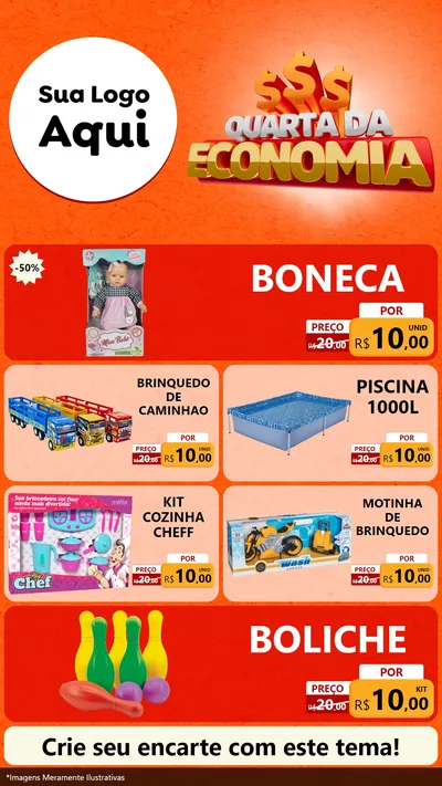 Modelo de TV para TV Vertical com o tema Quarta da Economia para Brinquedos