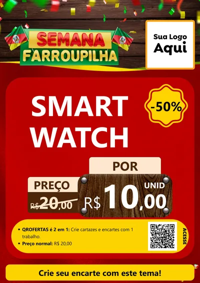 Modelo de Cartaz para Cartaz A4 Vertical com o tema Semana Farroupilha para Informática