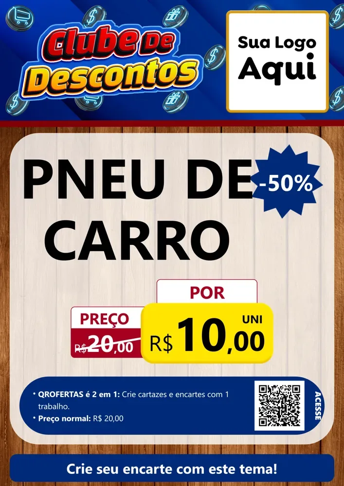 Modelo de Cartaz para Cartaz A4 Vertical com o tema Clube de Descontos para Auto peças