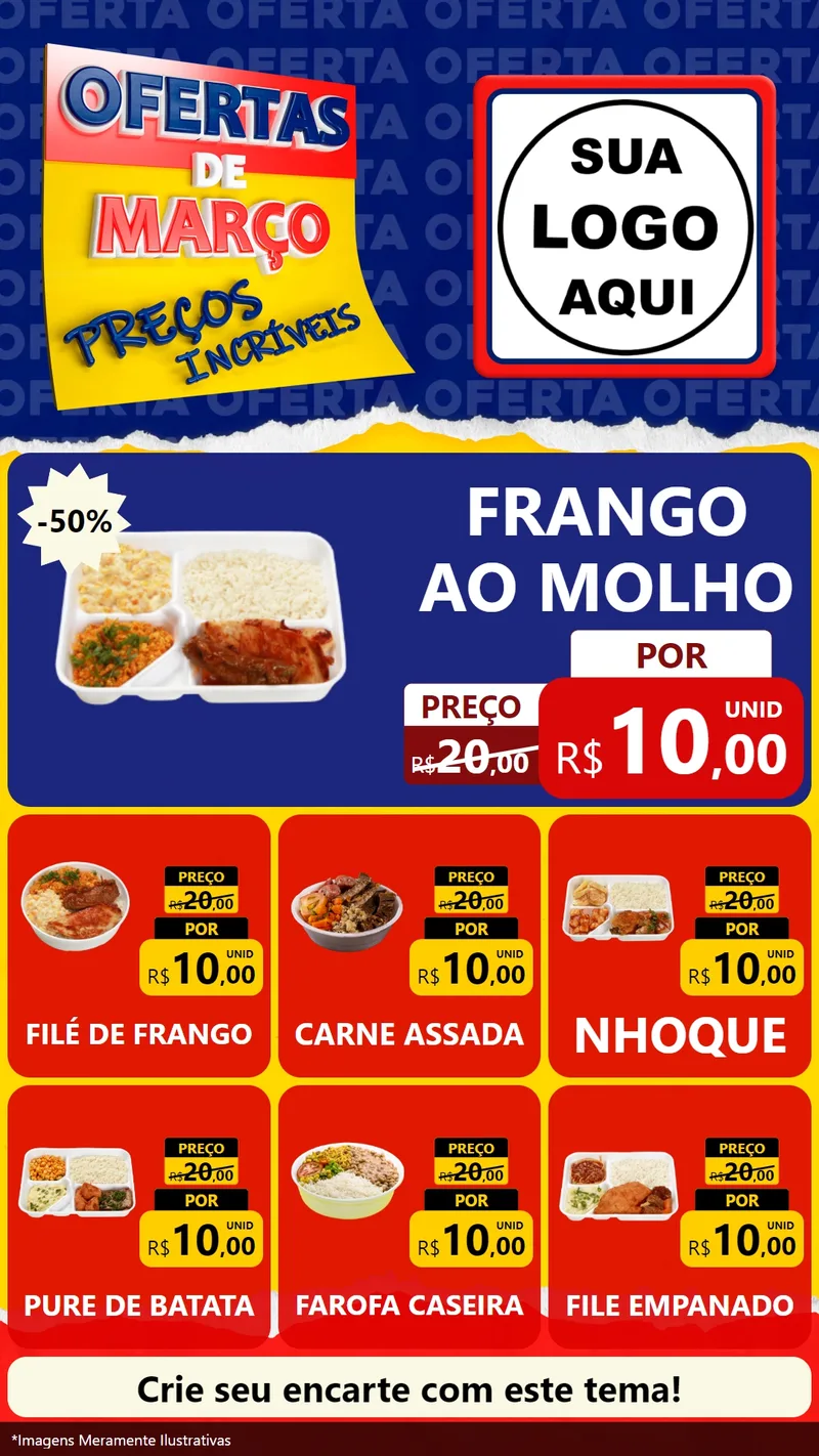 Modelo de Rede Social para Stories com o tema Ofertas de Março - Preços Incríveis para Restaurante