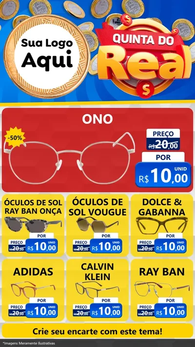 Modelo de Rede Social para Stories com o tema Quinta do Real para Óticas