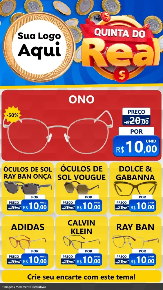 Modelo de Rede Social para Stories com o tema Quinta do Real para Óticas