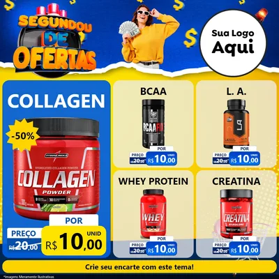 Modelo de Rede Social para Feed Facebook com o tema Segundou de Ofertas para Suplementos alimentares