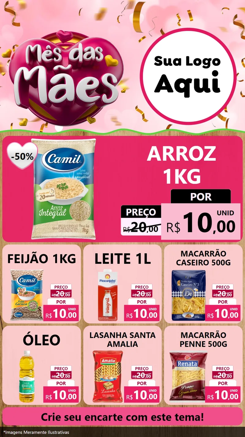 Modelo de Rede Social para Stories com o tema Mês das Mães para Supermercado