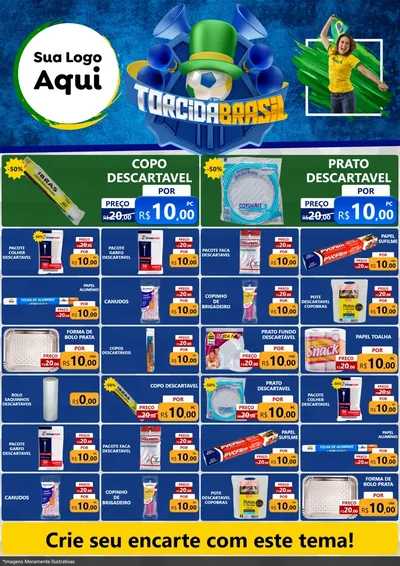 Modelo de Encarte para Encarte A4 Vertical com o tema Torcida Brasil - Copa para Embalagens