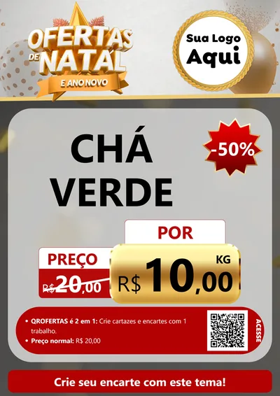 Modelo de Cartaz para Cartaz A4 Vertical com o tema Ofertas De Natal E Ano Novo para Produtos Naturais
