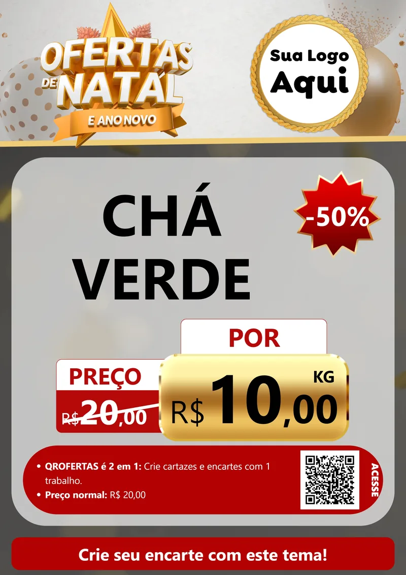Modelo de Cartaz para Cartaz A4 Vertical com o tema Ofertas De Natal E Ano Novo para Produtos Naturais