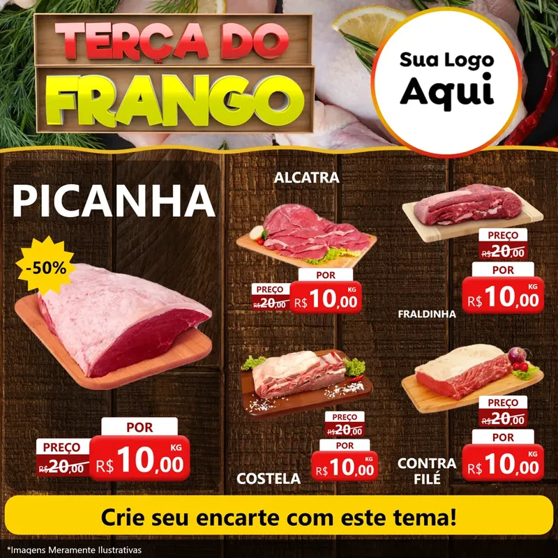 Modelo de Rede Social para Feed Facebook com o tema Terça do Frango para Açougue
