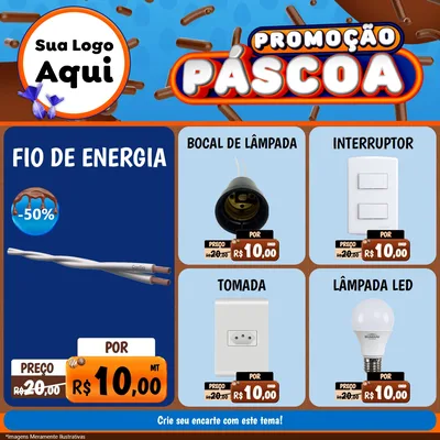 Modelo de Rede Social para Feed Facebook com o tema Promoção Páscoa para Materiais Elétricos