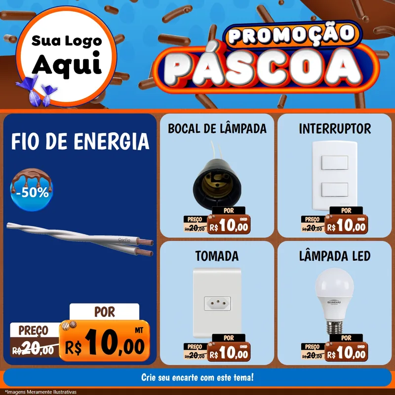 Modelo de Rede Social para Feed Facebook com o tema Promoção Páscoa para Materiais Elétricos