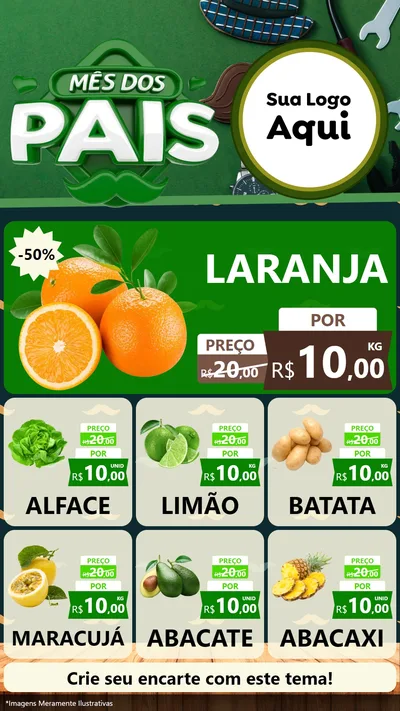 Modelo de Rede Social para Stories com o tema Mês dos Pais para Hortifrúti