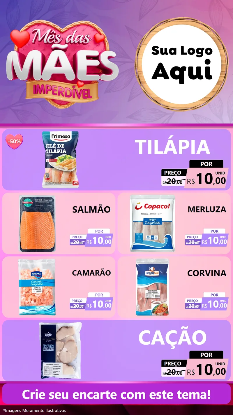 Modelo de TV para TV Vertical com o tema Mês das Mães Imperdível para Peixaria