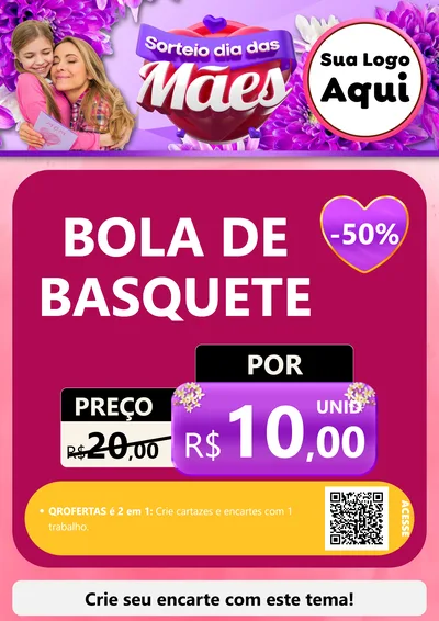 Modelo de Cartaz para Cartaz A4 Vertical com o tema Sorteio Dia das Mães para Artigos Esportivos