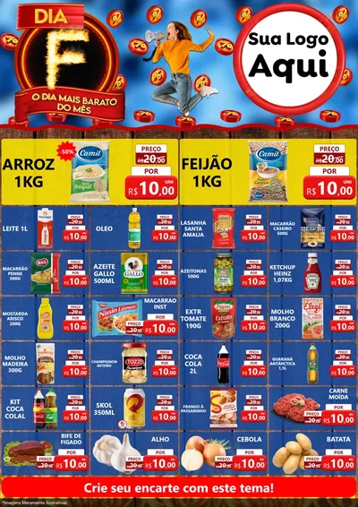 Modelo de Encarte para Encarte A4 Vertical com o tema Dia F - O Dia Mais Barato Do Mês para Supermercado