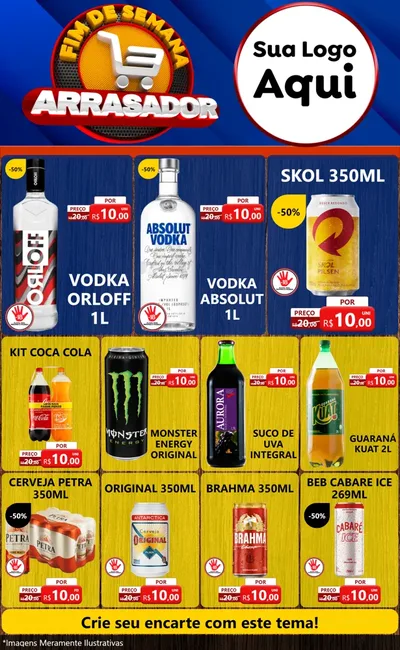 Modelo de Encarte para Encarte Grande com o tema Fim De Semana Arrasador para Distribuidora de bebidas
