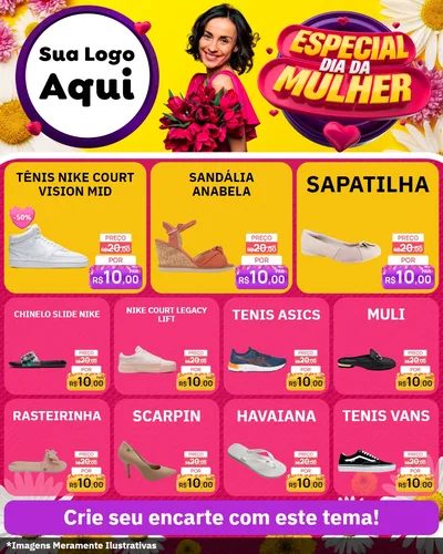 Modelo de Rede Social para Feed Instagram com o tema Especial Dia da Mulher para Calçados