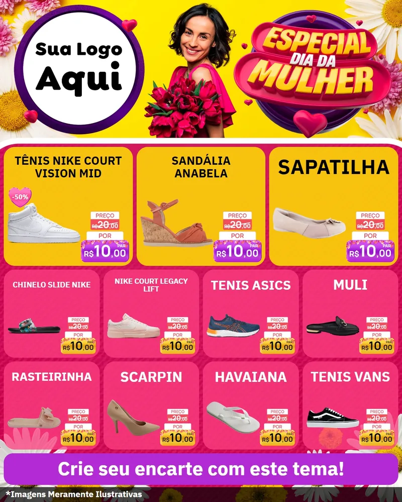 Modelo de Rede Social para Feed Instagram com o tema Especial Dia da Mulher para Calçados