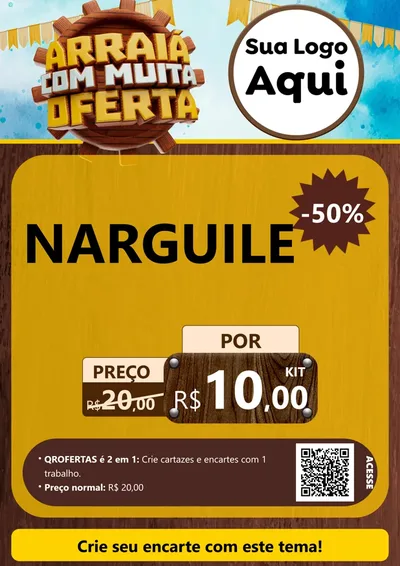 Modelo de Cartaz para Cartaz A4 Vertical com o tema Ofertas de São João - Junina para Tabacaria