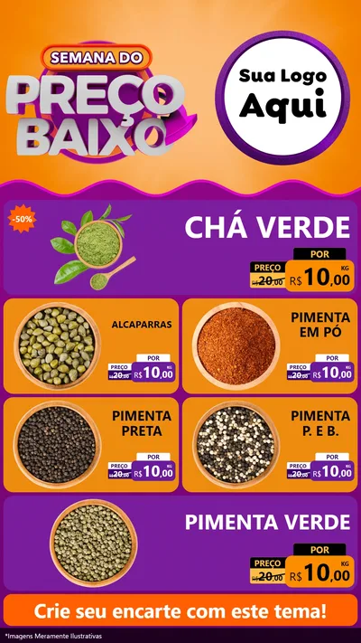 Modelo de TV para TV Vertical com o tema Semana do Preço Baixo para Produtos Naturais