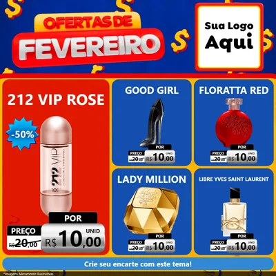 Modelo de Rede Social para Feed Facebook com o tema Ofertas de Fevereiro para Perfumes