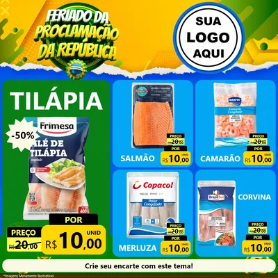 Modelo de Rede Social para Feed Facebook com o tema Feriado da Proclamação da República para Peixaria