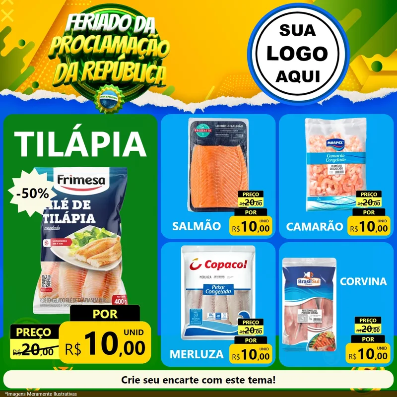 Modelo de Rede Social para Feed Facebook com o tema Feriado da Proclamação da República para Peixaria