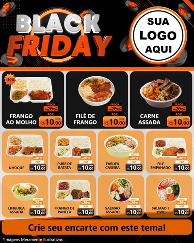 Modelo de Rede Social para Feed Instagram com o tema Black Friday para Restaurante