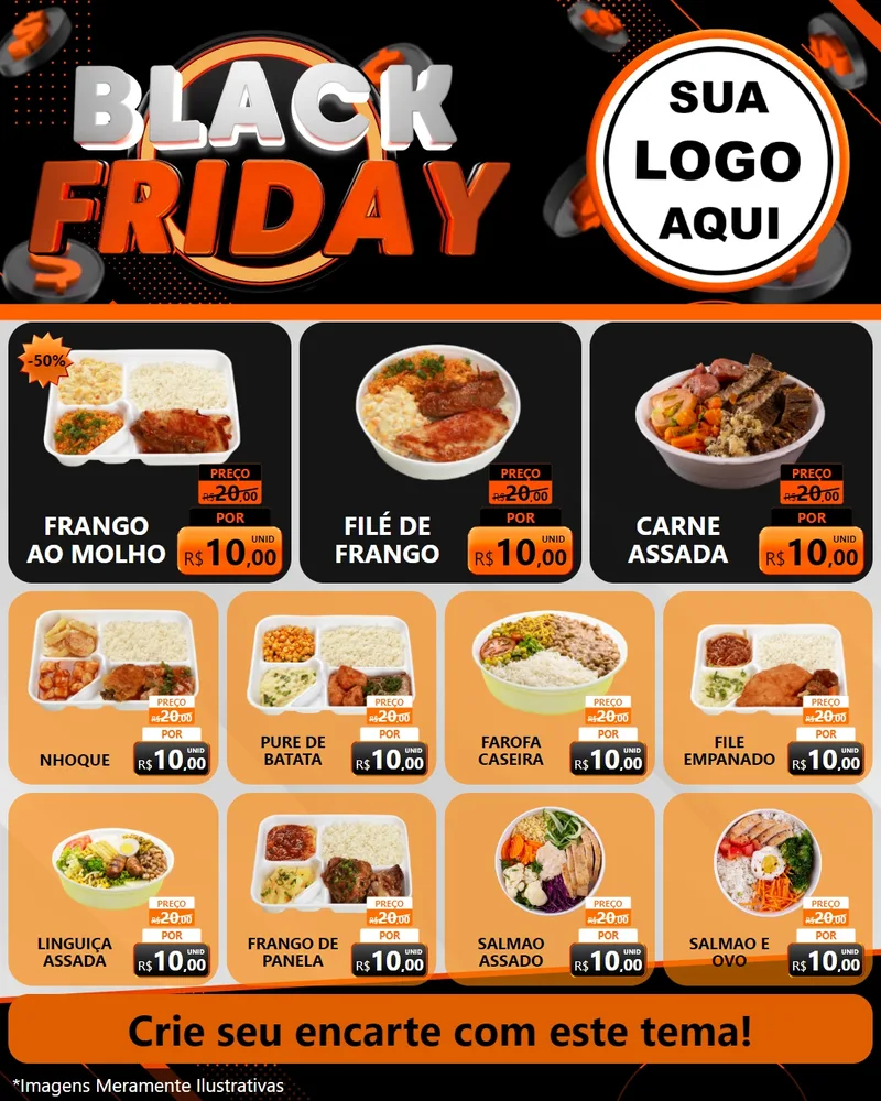 Modelo de Rede Social para Feed Instagram com o tema Black Friday para Restaurante
