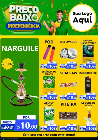 Modelo de Encarte para Encarte A4 Vertical com o tema Preço Baixo de Independência para Tabacaria
