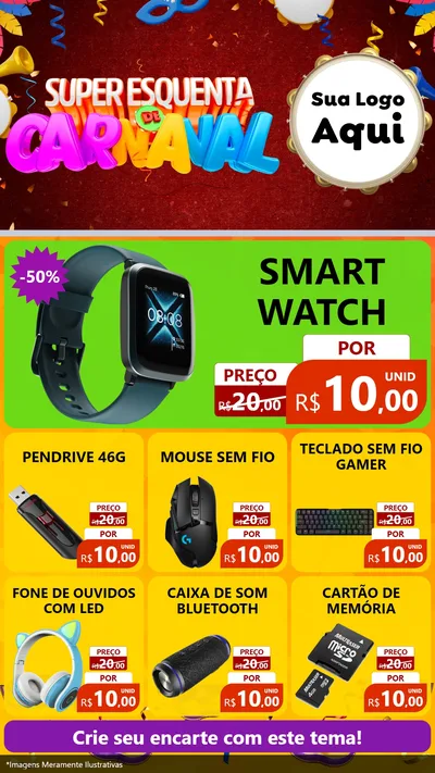Modelo de Rede Social para Stories com o tema Super Esquenta de Carnaval para Informática