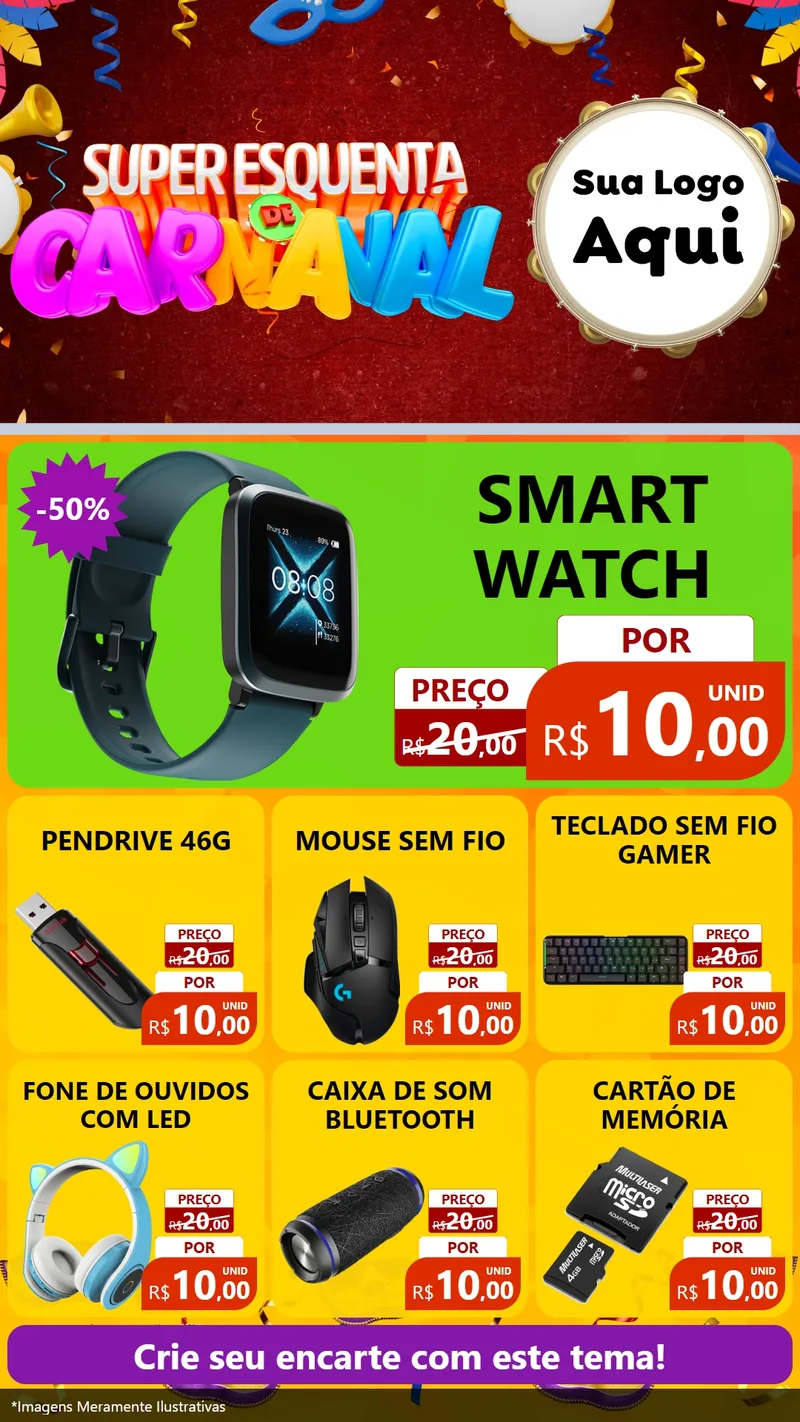 Modelo de Rede Social para Stories com o tema Super Esquenta de Carnaval para Informática