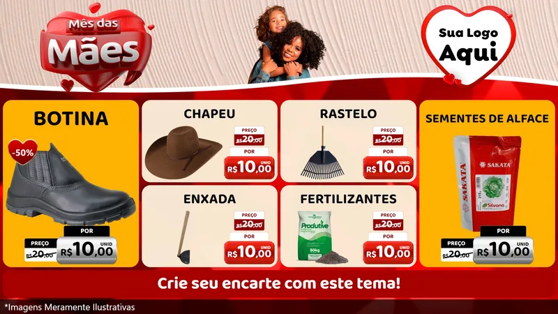 Modelo de TV para TV Horizontal com o tema Mês das Mães para Agropecuária