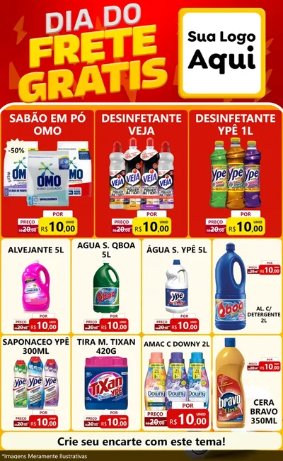 Modelo de Encarte para Encarte Grande com o tema Dia do Frete Grátis para Produtos de Limpeza