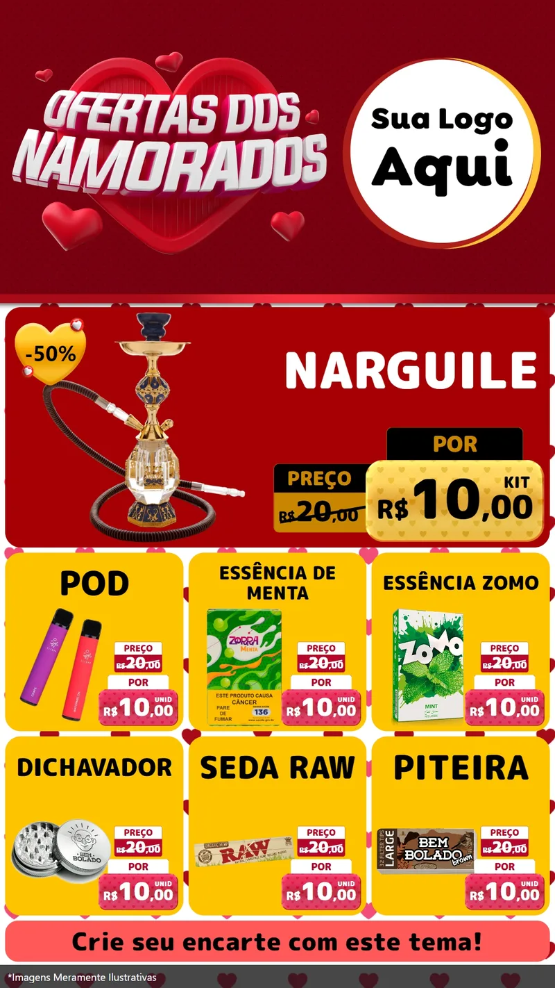 Modelo de Rede Social para Stories com o tema Ofertas Dos Namorados para Tabacaria